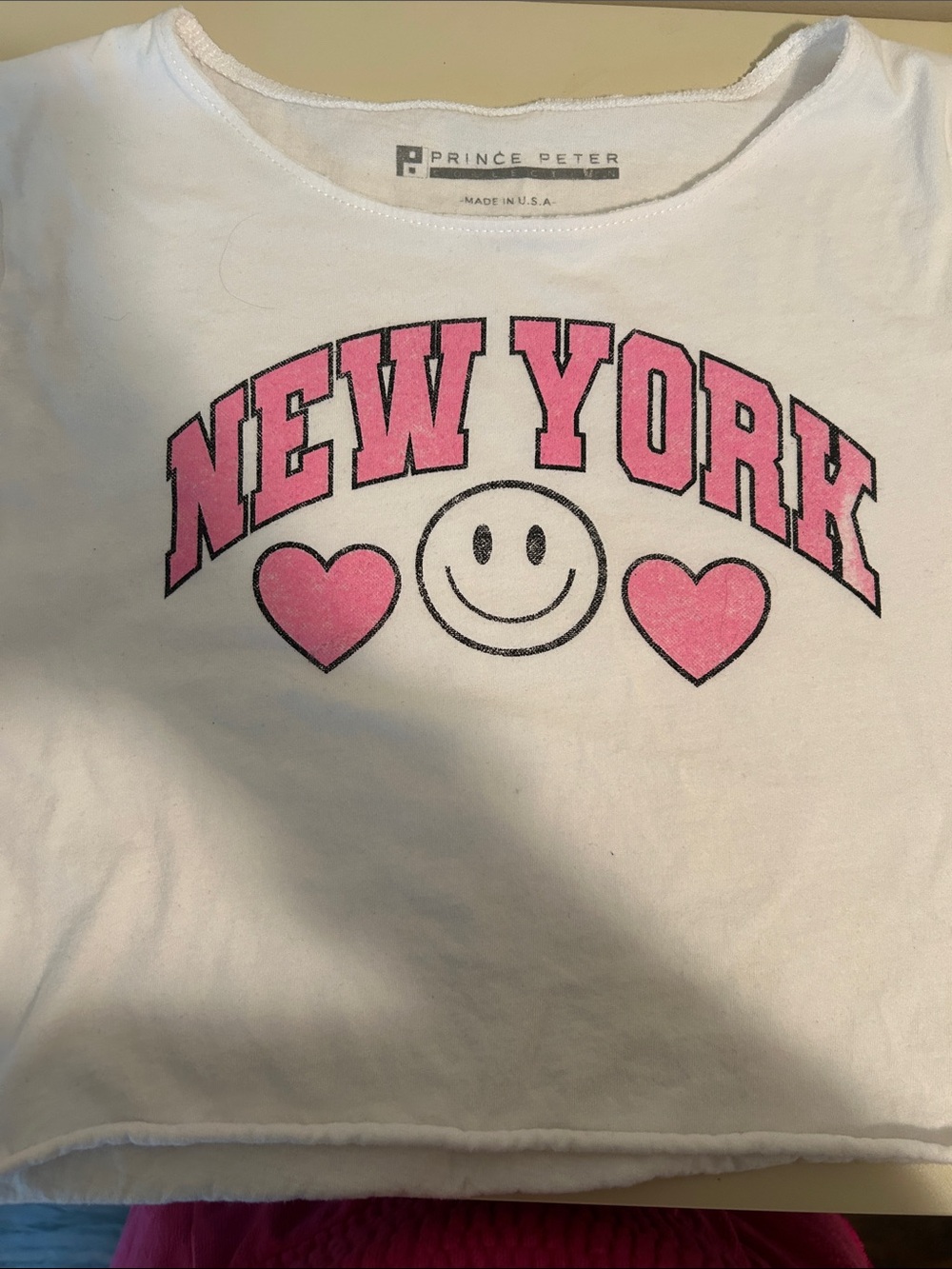 Prince Peter Collection White Tee with Pink NEW YORK and Hearts